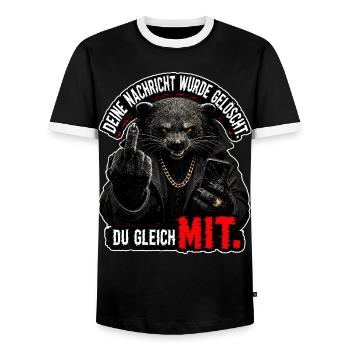 Your message has been permanently deleted - Men's Ringer Shirt - black/white - Front - AI Model Female 172 light (172cm) & AI Model Male 178 light (178cm)