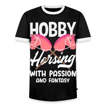 Hobby Horsing Leidenschaft Fantasie - Männer Kontrast-T-Shirt - Schwarz/Weiß - Vorne - AI Model Female 172 light (172cm) & AI Model Male 178 light (178cm)