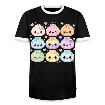 Dumpling - Männer Kontrast-T-Shirt - Schwarz/Weiß - Vorne - AI Model Female 172 light (172cm) & AI Model Male 178 light (178cm)