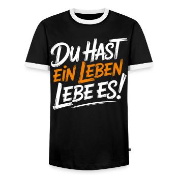 Lebe dein Leben - Männer Kontrast-T-Shirt - Schwarz/Weiß - Vorne - AI Model Female 172 light (172cm) & AI Model Male 178 light (178cm)