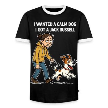 I Got a Jack Russell - Lustiges Comic Design - Männer Kontrast-T-Shirt - Schwarz/Weiß - Vorne - AI Model Female 172 light (172cm) & AI Model Male 178 light (178cm)