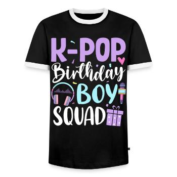 Équipe d’anniversaire K Pop - T-shirt contrasté Homme - noir/blanc - Devant - AI Model Female 172 light (172cm) & AI Model Male 178 light (178cm)
