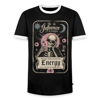 Mikro-Influencer-Energieskelettkarte - Männer Kontrast-T-Shirt - Schwarz/Weiß - Vorne - AI Model Female 172 light (172cm) & AI Model Male 178 light (178cm)