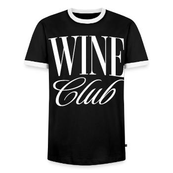 Wine Club - Men's Ringer Shirt - black/white - Front - AI Model Female 172 light (172cm) & AI Model Male 178 light (178cm)