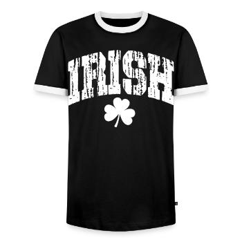 Irish - Men's Ringer Shirt - black/white - Front - AI Model Female 172 light (172cm) & AI Model Male 178 light (178cm)
