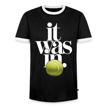 Balle de Tennis It Was In | Humour Sport Match - T-shirt contrasté Homme - noir/blanc - Devant - AI Model Female 172 light (172cm) & AI Model Male 178 light (178cm)