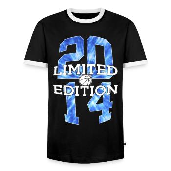 LIMITED EDITION 2014 BASKETBALL 12TH BIRTHDAY - Men's Ringer Shirt - black/white - Front - AI Model Female 172 light (172cm) & AI Model Male 178 light (178cm)