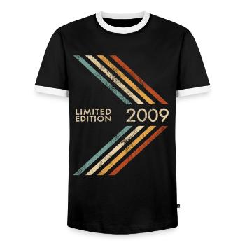 2009 Limited Edition Geburtstag Mädchen und Jungen - Männer Kontrast-T-Shirt - Schwarz/Weiß - Vorne - AI Model Female 172 light (172cm) & AI Model Male 178 light (178cm)