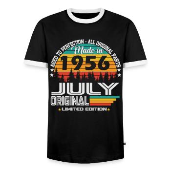 Juli 1956 Jahrgang Geburtstag Vintage Retro - Männer Kontrast-T-Shirt - Schwarz/Weiß - Vorne - AI Model Female 172 light (172cm) & AI Model Male 178 light (178cm)