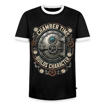 Tiefseearbeiter Chamber Time Builds Character - Männer Kontrast-T-Shirt - Schwarz/Weiß - Vorne - AI Model Female 172 light (172cm) & AI Model Male 178 light (178cm)