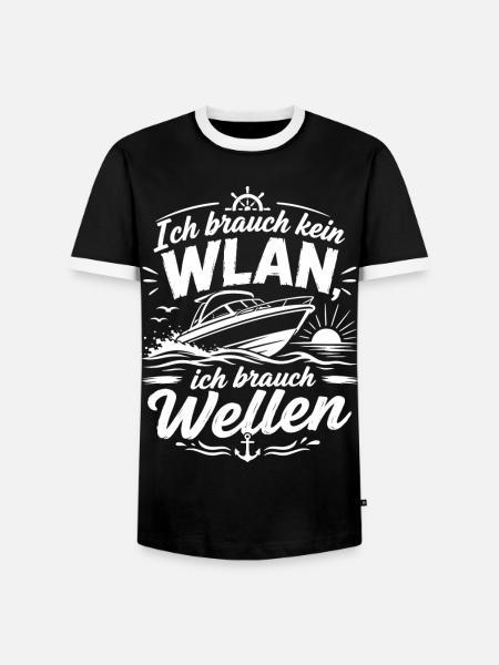 Wellen statt WLAN – Bootsmotiv - Männer Kontrast-T-Shirt - Schwarz/Weiß