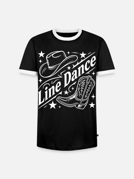 Line Dance Cowboy Flair - Men's Ringer Shirt - black/white