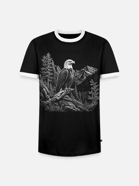 Weißkopfseeadler in ruhiger Berglandschaft - Männer Kontrast-T-Shirt - Schwarz/Weiß