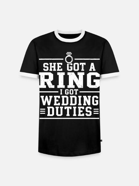 Humor-Ehering und Bräutigam-Aufgaben - Männer Kontrast-T-Shirt - Schwarz/Weiß