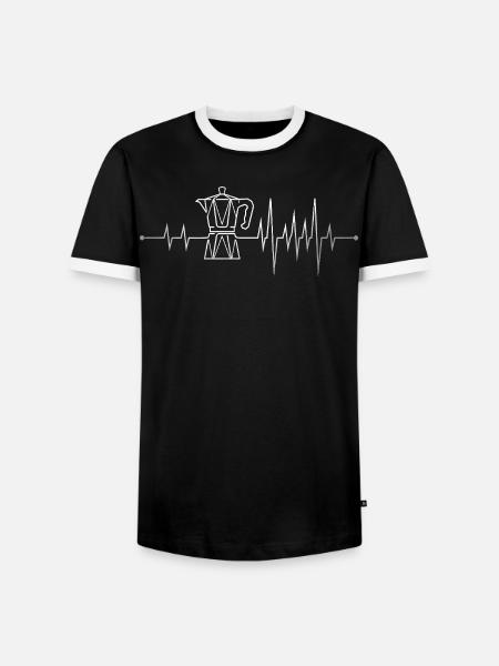 Mokka-Herzschlag – Koffein-Beat - Männer Kontrast-T-Shirt - Schwarz/Weiß