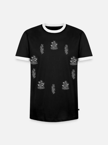 Beerenzweig & Blumenranke - Naturmotiv - Männer Kontrast-T-Shirt - Schwarz/Weiß