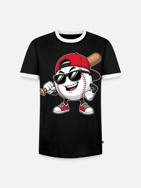 Cooler Baseball mit Schläger & Sonnenbrille - Männer Kontrast-T-Shirt - Schwarz/Weiß