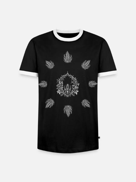 Dornen & Farn - Botanische Kunst - Männer Kontrast-T-Shirt - Schwarz/Weiß