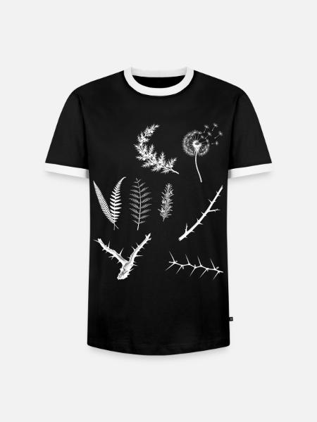 Rosmarin & Farn & Pusteblume - Dark Botanical - Männer Kontrast-T-Shirt - Schwarz/Weiß