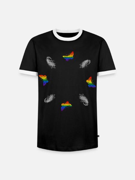 Schmetterling - Botanische Kunst LGBTQ - Männer Kontrast-T-Shirt - Schwarz/Weiß