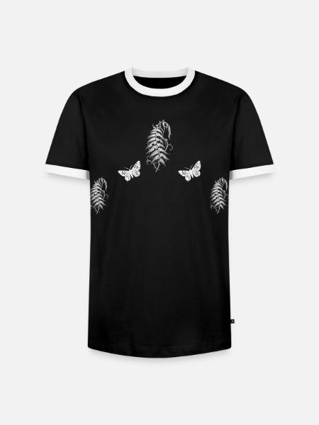 Welker Farn & Schmetterling - Naturmotiv - Männer Kontrast-T-Shirt - Schwarz/Weiß