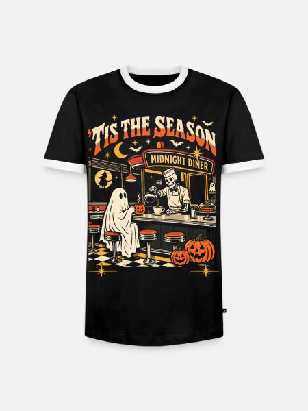 Retro Halloween Tis the Season  - Männer Kontrast-T-Shirt - Schwarz/Weiß