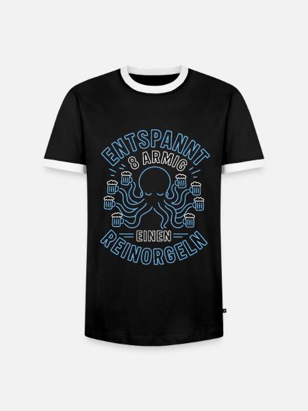 Entspannt achtarmig Saufen - Männer Kontrast-T-Shirt - Schwarz/Weiß