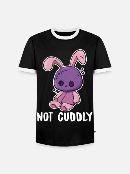 Not Cuddly – Voodoopuppe als Plüschhase - Männer Kontrast-T-Shirt - Schwarz/Weiß
