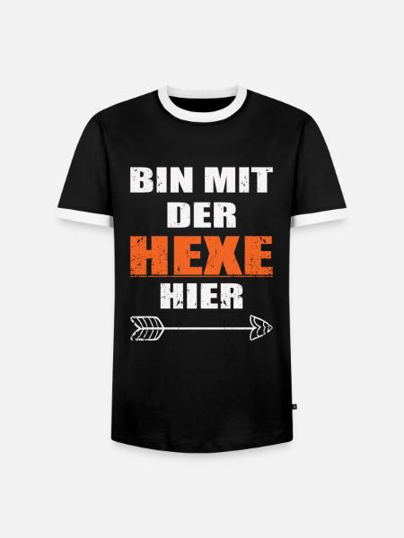 Ich bin mit der HEXE hier - Männer Kontrast-T-Shirt - Schwarz/Weiß