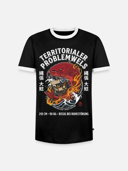 Territorialer Problemwels Angler Spruch - Männer Kontrast-T-Shirt - Schwarz/Weiß