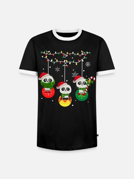 Panda Weihnachten - Männer Kontrast-T-Shirt - Schwarz/Weiß