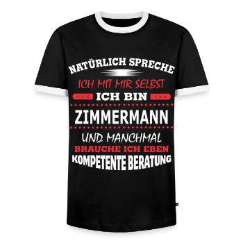 ZIMMERMANN - Männer Kontrast-T-Shirt - Schwarz/Weiß - Vorne - AI Model Female 172 light (172cm) & AI Model Male 178 light (178cm)