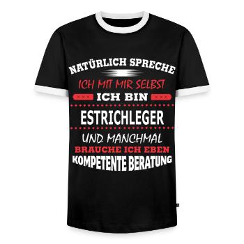 ESTRICHLEGER - Männer Kontrast-T-Shirt - Schwarz/Weiß - Vorne - AI Model Female 172 light (172cm) & AI Model Male 178 light (178cm)