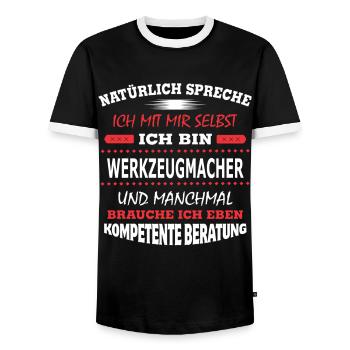 WERKZEUGMACHER - Männer Kontrast-T-Shirt - Schwarz/Weiß - Vorne - AI Model Female 172 light (172cm) & AI Model Male 178 light (178cm)