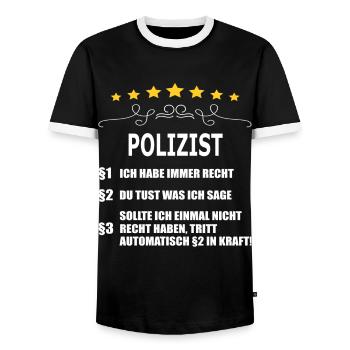 POLIZIST - Männer Kontrast-T-Shirt - Schwarz/Weiß - Vorne - AI Model Female 172 light (172cm) & AI Model Male 178 light (178cm)