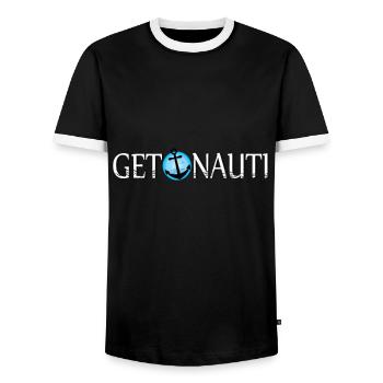 Nautical sail anchor gift - Men's Ringer Shirt - black/white - Front - AI Model Female 172 light (172cm) & AI Model Male 178 light (178cm)