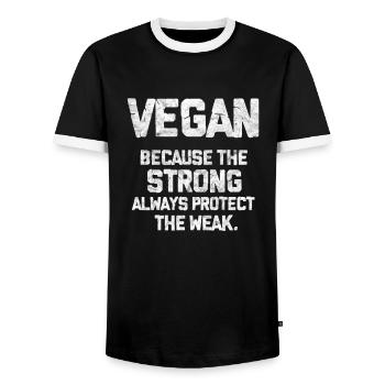 Végétalien Végétalien Végétalien Végétarien Végétarien - T-shirt contrasté Homme - noir/blanc - Devant - AI Model Female 172 light (172cm) & AI Model Male 178 light (178cm)