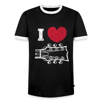 Gitarre Gitarrist Musiker Rock Band Geschenk - Männer Kontrast-T-Shirt - Schwarz/Weiß - Vorne - AI Model Female 172 light (172cm) & AI Model Male 178 light (178cm)