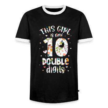 10th birthday - Men's Ringer Shirt - black/white - Front - AI Model Female 172 light (172cm) & AI Model Male 178 light (178cm)