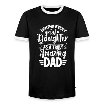 Vater und Tochter - Männer Kontrast-T-Shirt - Schwarz/Weiß - Vorne - AI Model Female 172 light (172cm) & AI Model Male 178 light (178cm)