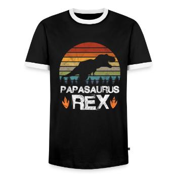 Cadeau de fête des pères de dinosaure Father Dino T-Rex - T-shirt contrasté Homme - noir/blanc - Devant - AI Model Female 172 light (172cm) & AI Model Male 178 light (178cm)