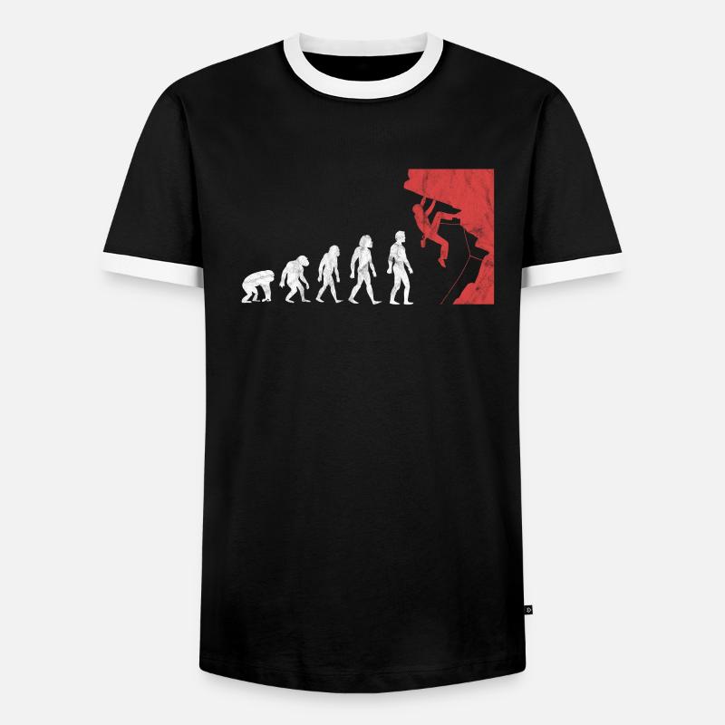 Klettern Evolution Berg Kletterer Bergsteigen - Männer Kontrast-T-Shirt - Schwarz/Weiß