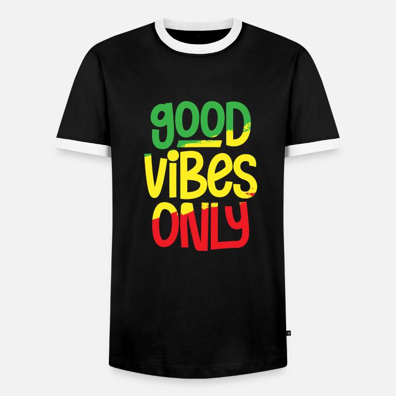 Reggae - Männer Kontrast-T-Shirt - Schwarz/Weiß