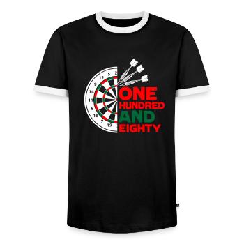 Darts - Men's Ringer Shirt - black/white - Front - AI Model Female 172 light (172cm) & AI Model Male 178 light (178cm)