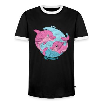 Delfin - Männer Kontrast-T-Shirt - Schwarz/Weiß - Vorne - AI Model Female 172 light (172cm) & AI Model Male 178 light (178cm)