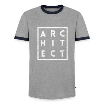 Architect architecture house building building gift - Men's Ringer Shirt - grey/navy  - Front - AI Model Female 172 light (172cm) & AI Model Male 178 light (178cm)