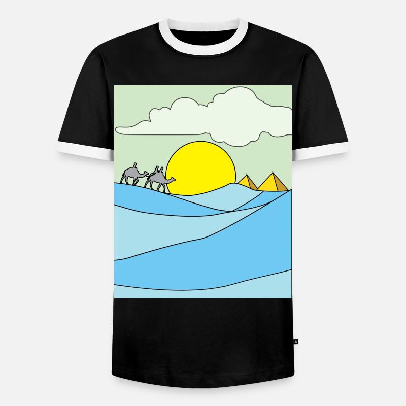 Retro Pyramide Wüste Sonne - Männer Kontrast-T-Shirt - Schwarz/Weiß