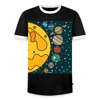 Astronomy Solar System Planets Universe - Men's Ringer Shirt - black/white - Front - AI Model Female 172 light (172cm) & AI Model Male 178 light (178cm)