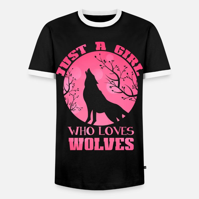 wolf - Men's Ringer Shirt - black/white