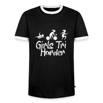 Triathlon Girls - Männer Kontrast-T-Shirt - Schwarz/Weiß - Vorne - AI Model Female 172 light (172cm) & AI Model Male 178 light (178cm)